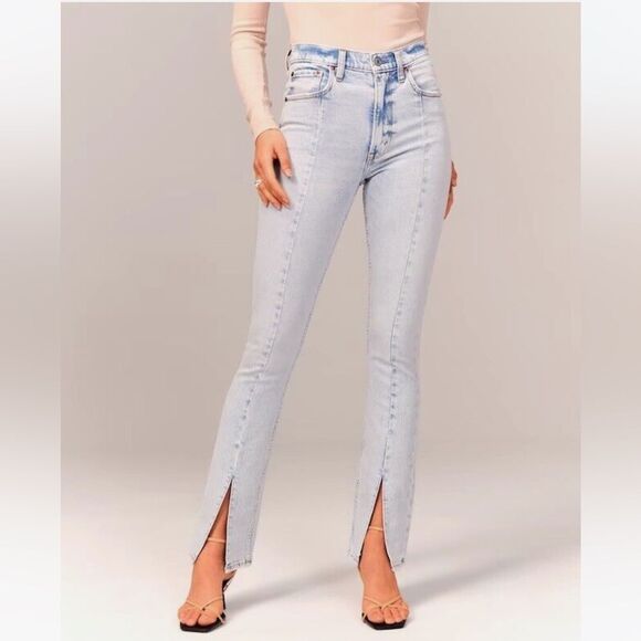 Abercrombie & Fitch The Skinny High Rise Jeans – Front Slit, Light Wash, Sz 29 - Picture 3 of 7